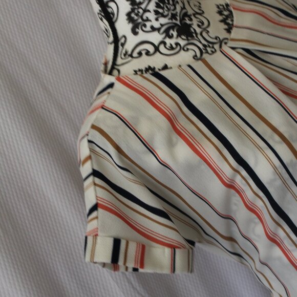 Monteau Blouse Striped Tie Back Classic Size Small Pre-Loved Good Condition - Picture 7 of 14